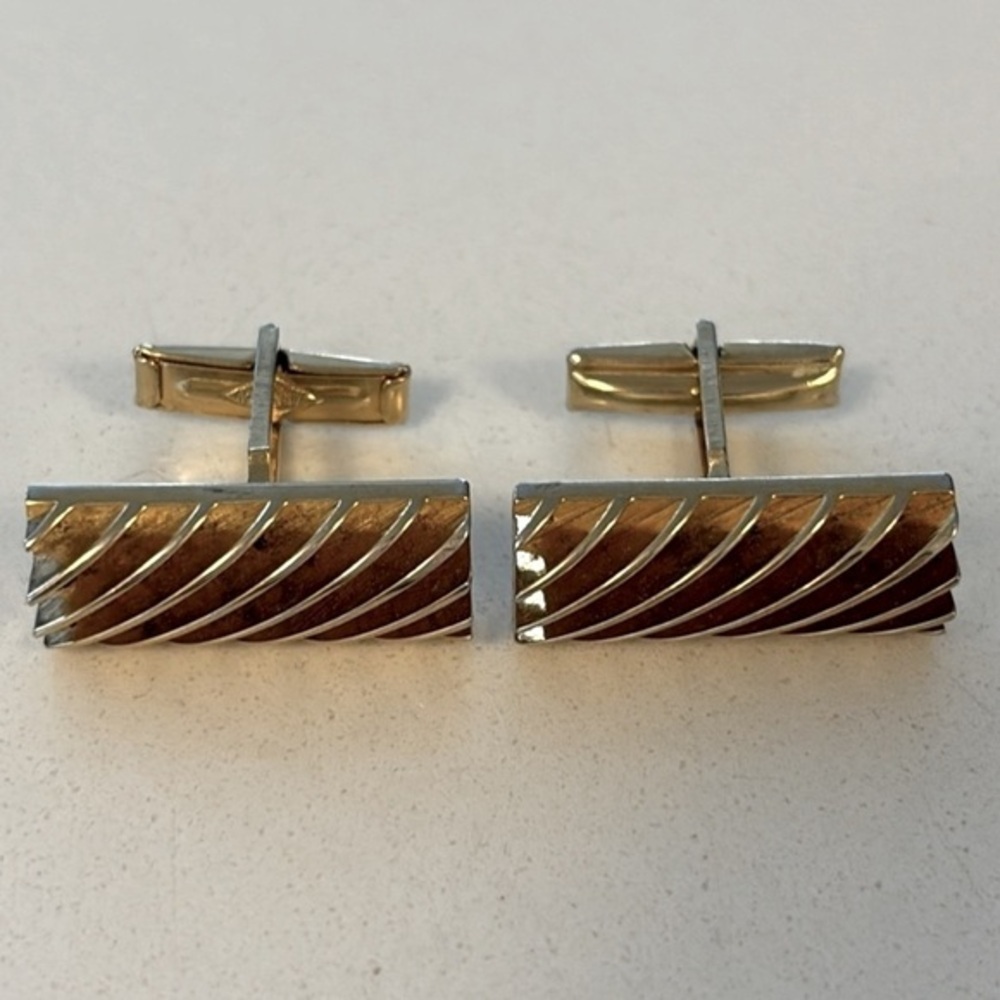 Vintage SARAH COVENTRY gold tone cufflinks mid century modern rectangle shape